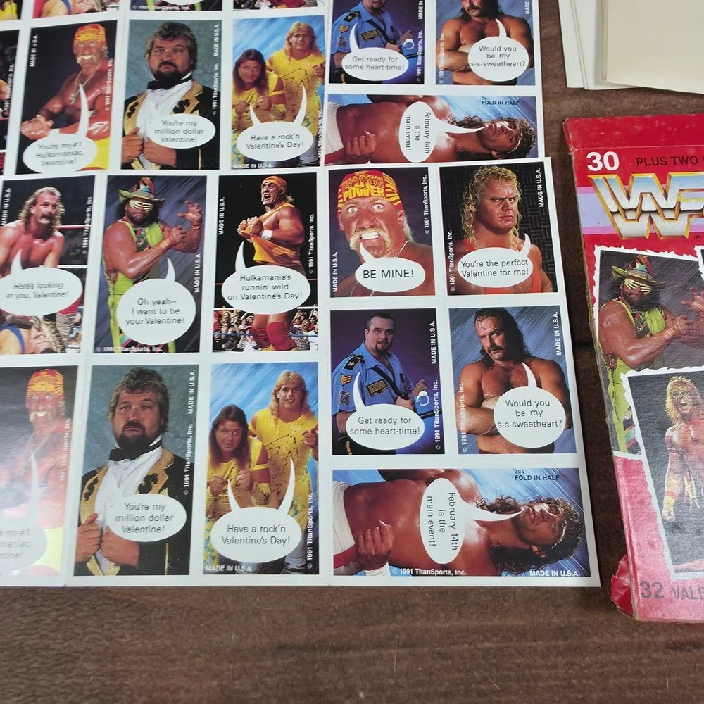 WWF Superstars Valentines Kids OS Red Good 1991 Hulk Hogan Macho Man Retro